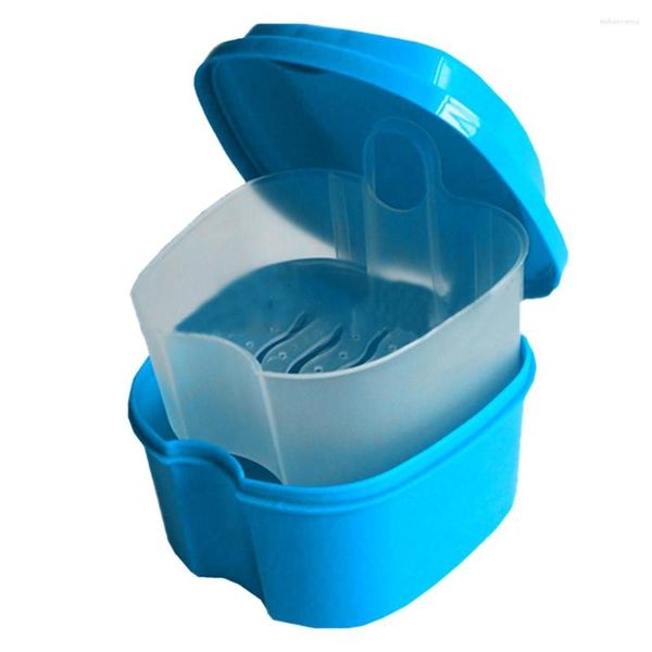 Бутылки для хранения 2 цвета зубной коробка для ванны корпус зубной ложно -зубы с висящим чистым контейнером от Mosunx