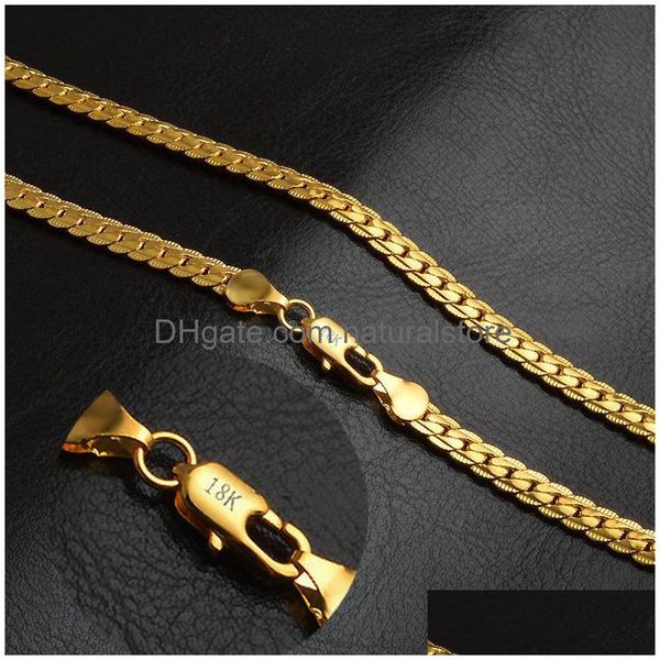 Zincirler 5mm Altın Zincir Kolye Moda Lüks 18k Erkekler için Kaplama Kadın Mücevher Kolye Hediyeler Erkek Kadınlar Toptan Aksesuarlar Dr Dhhy5