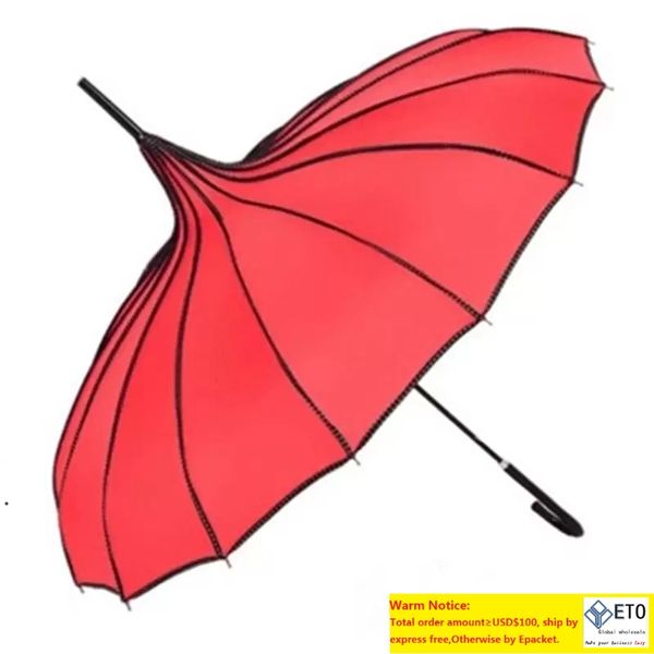 Umbrella de Pagodo de Cor Plain Color 16 Manual de Bone Bar Long Guellas como presente ador￡vel com cores diferentes