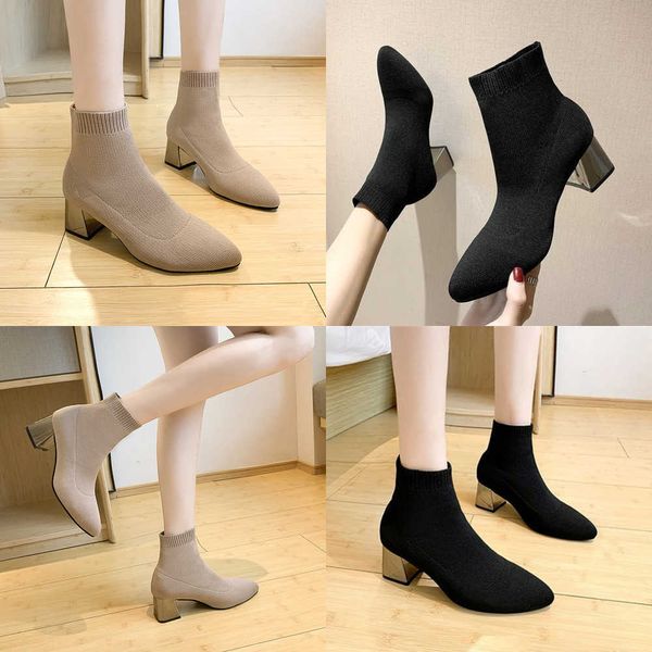 Верхние ботинки Spring New Women Fashion Modern Woman Stretch Fabrice Tableable Nops Socks обувь дамы повседневная каблука высокая 5,5 см 221213