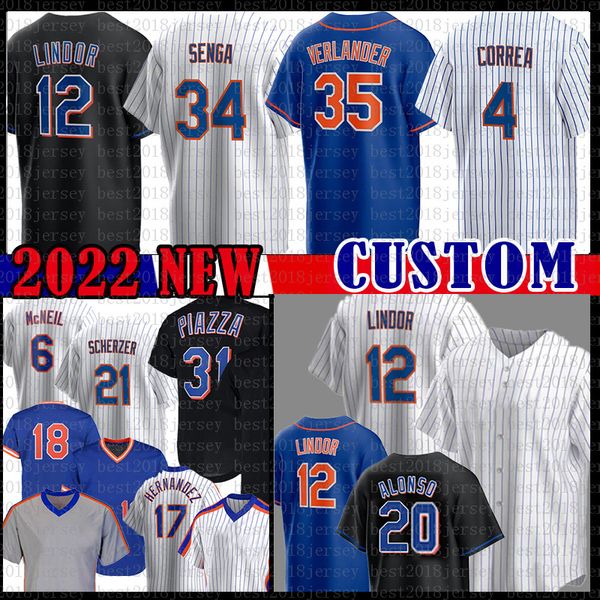 Carlos Correa Justin Verlander Baseball-Trikot New Francisco Lindor Pete Alonso York Kodai Senga Max Scherzer David Robertson Starling Marte Brandon Nimmo McNeil