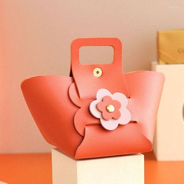 Embrulho de presente 10pcs Wedding Favor Favor Orange Wishes Caixa e bolsas com manipulação de couro suave para chá de bebê de aniversário