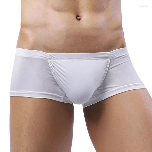 Unterhosen Mode Mann Sexy Eis Seide Nylon Boxer Shorts Lustige Höschen Männlich Homosexuell Penis Beutel Jockstrap Bulge Unterwäsche