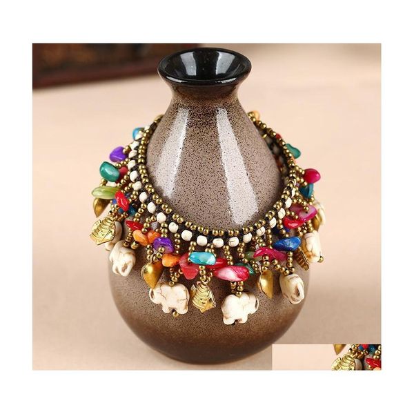 Charm Bracelets Style Mticolor Natural Edleder Thailand Gypsy Perlen Verstellbares Armband für Paare Geschenklar Drop Delivery Jude DHXRS