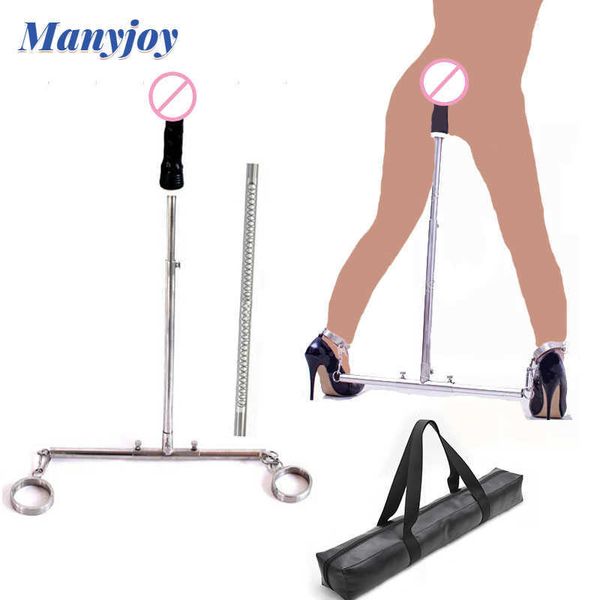 Articoli di bellezza Manyjoy Spreader Bar Telaio in acciaio inossidabile Bondage Cavigliere Rack BDSM Restraint Plug Gamba aperta Schiava sexy con dildo giocattolo