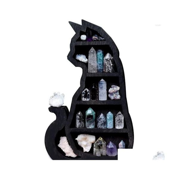 Sacchetti per gioielli Borse Sacchetti in plastica Gatto nero Mystiric Jewery Display Mensola a muro Pietra di cristallo Supporto da tavolo Supporto per rack D Dh2Xu