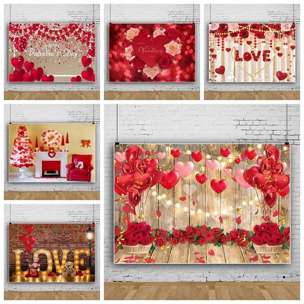 Decorazione per feste 2023 Buon San Valentino Banner Love Balloon Rose Proposta Confession Pography Cloth Decor