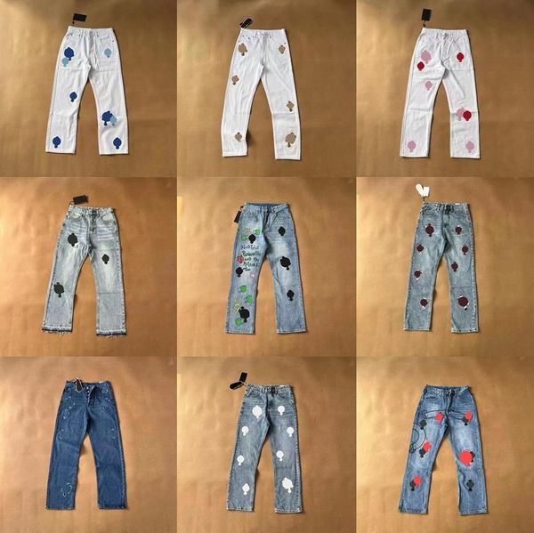 Nuovi jeans da uomo firmati Jeans Hip Hop High Street hrart Pantaloni jeans dritti incrociati da motociclista di marca di moda