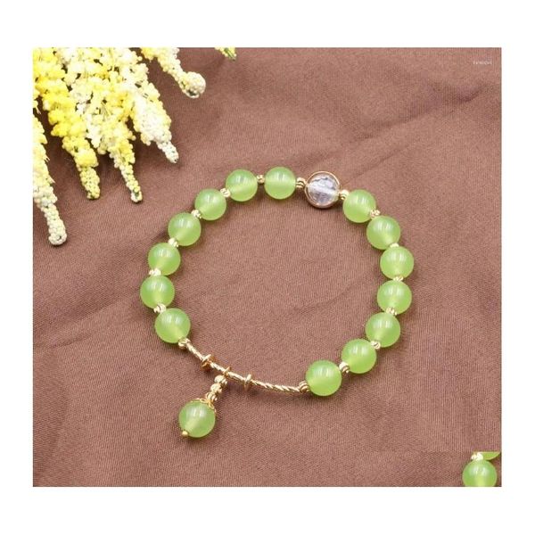 Charm-Armbänder Charms Boho-Armband Naturstein-Wickel für Frauen Handgefertigte Traube Jade Perle Stretch Armreif Handgelenk Geschenk Juwelen 7,5 B30 Dheaz