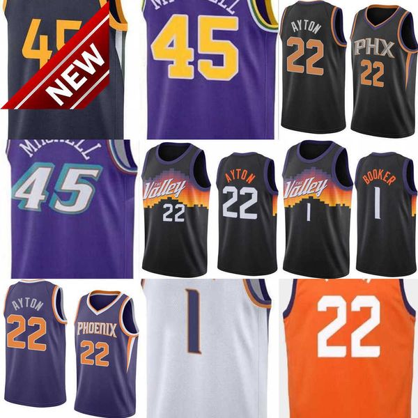 Devin 1 Jersey de basquete Booker Phoenix Chris 3 Paul Suns Mens Donovan 45 Mitchell DeAndre 22 Ayton City Jerseys