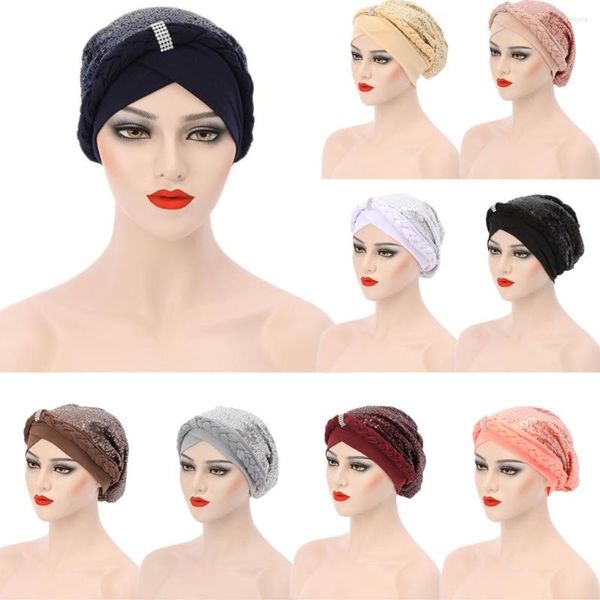 Этническая одежда блестки Chemi Cap мусульманский хиджаб женский шляпа Turban Braid Beanie Hairs Oper Cover Исламский капот головка