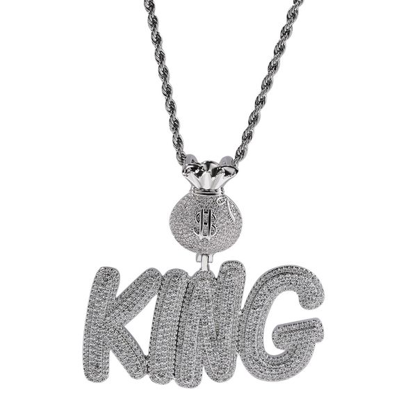 Topbling A-Z Nome personalizado Letras de colares pendentes Símbolo do dólar fivela Full Bling Zircon