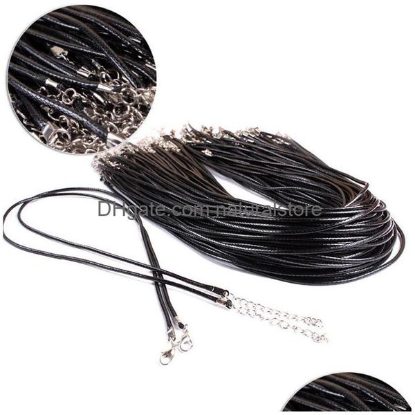 Correntes Correiras de couro preto corda de cera Diy Chain Chain Fiz Strap Lobster Flop Jewelry Drop Deliver