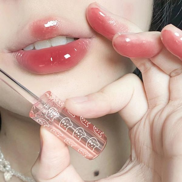 Bubble Bear Lipgloss Glaze Mirror Water Light Glass Toot Mud Lipstick Formless Beauty Plumper Clear
