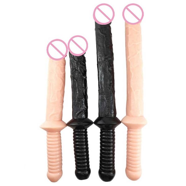 Itens de beleza Sword realista de pênis realista Dildos grandes brinquedos sexy anal com Produtos de Estimulaiton de massagem de dilatores de ânus para mulheres