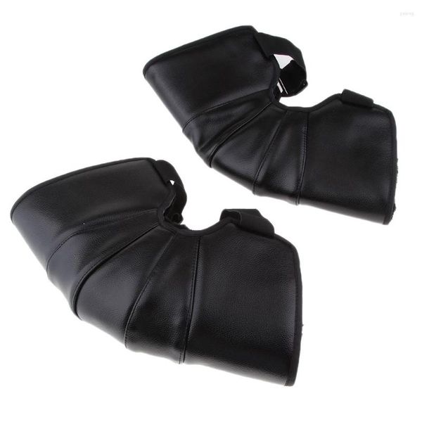 Armatura per motociclista Protezione scaldamuscoli calda per ginocchia in pelle nera da 35 cm regolabile