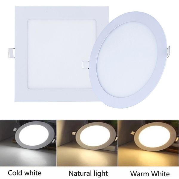 Dimmable 9W/12W/15W/18W/21W LED Panel Işıkları Lamba Sıcak/Doğal/Soğuk Beyaz Süper İnce LED Gömme Downlights Yuvarlak/Kare