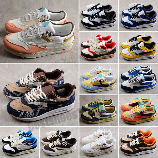 1s Running Shoes Fashion Cactus Jack 1 Patta Black Safari Tour Yellow 87 Tênis Pacote de Proteção Obsidian Concepts Heavy Women Mens Trainers Sports EUR 36-45