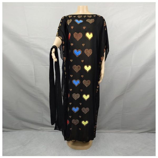 Этническая одежда 2022 Африканские платья Kaftan abaya Исламская одежда красочная бархатная мода Diamond Boubou Cotton Turban Длинное платье для леди