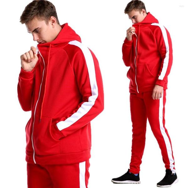 Com capuz masculino com capuz de roupas esportivas, traje esportivo de moletom de moletom capa de casaco de lã de 2 peças da marca de moda de 2 peças