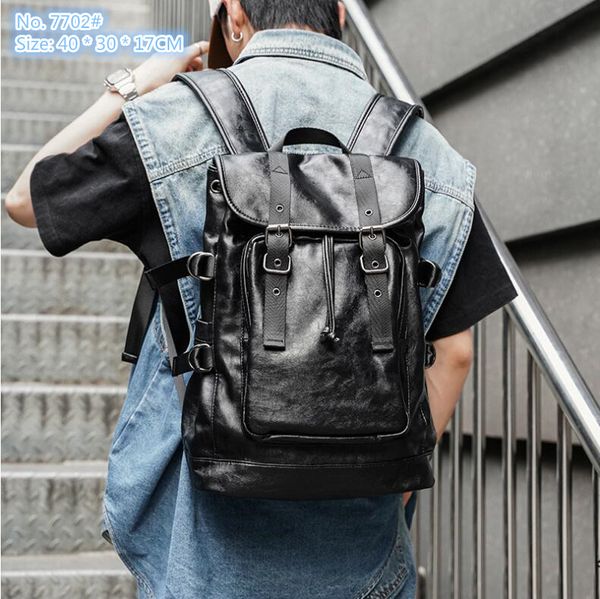 Borse per spalle per uomini di fabbrica all'ingrosso Sports Sports Fitness Backpack in pelle per leisure Backpack verticale Studio di moda ad alta capacità Bag di studio stradale Trend in pelle 7702#