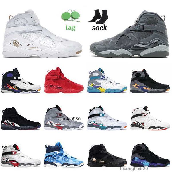 2023 Scarpe da basket di alta qualità 8 8s Jumpman Cool Grey Triple White Valentines Day Take Flight South Beach Scarpe da ginnastica Sneakers Taglia 13 JORDON JORDAM