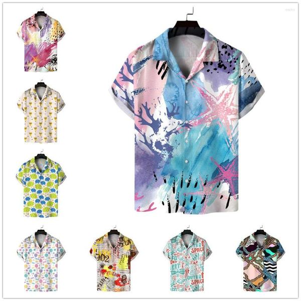 Camicie casual da uomo 2022 Manica corta da uomo Hawaiian Summer Beach Stampa digitale 3D Uomini sciolti Drop