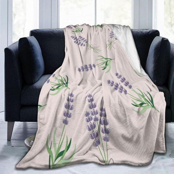 Coperte Coperta in flanella Lavanda Leggera Lavaggio meccanico sottile Calda coperta morbida sul divano letto Patchwork da viaggio