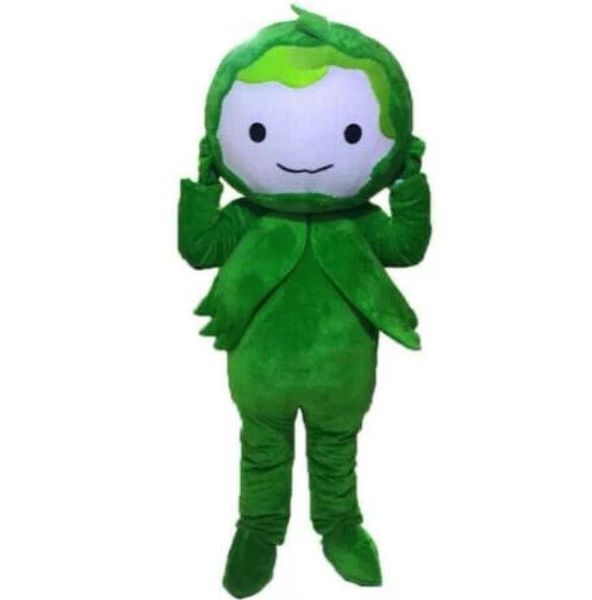 Süßes grünes Mädchen Gemüse Maskottchen Kostüm Spiel Kleid Outfit Werbung Halloween Erwachsene Maskottchen Party