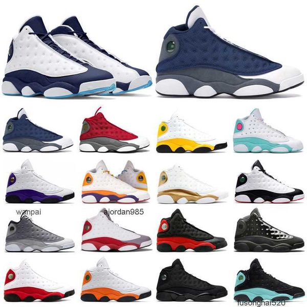 2023 13s University Gold Scarpe da basket Jumpman 13 Dark Powder Blue Red Flint Hyper Royal Black Cat Scarpe da ginnastica da uomo Sport Sneakers JORDON JORDAM