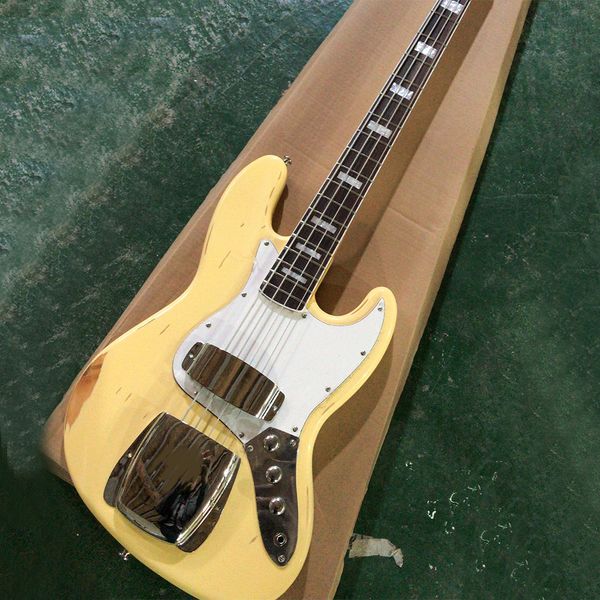 4 Strings Relic Amarelo Bass Guitar