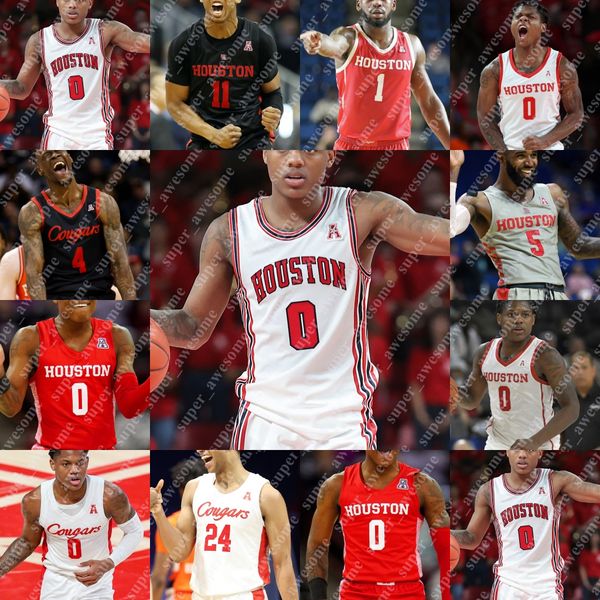 Maglia da basket Houston Cougars LJ Cryer Emanuel Sharp Damian Dunn Ja'Vier Francis J'Wan Roberts Terrance Arceneaux Jamal Shead Mylik Wilson Ramon Walker Jr