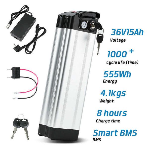 Silver Fish 36 V 48 V 10,4 Ah 18650 Lithium-Batterie mit 30 A BMS für Elektrofahrräder, 500 W, 800 W, wiederaufladbare Batterien, verstecktes Fahrrad