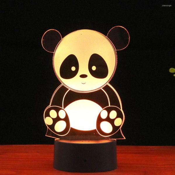 Luci notturne a led 3d a led colorato panda animale touch lampada per bambini cartone animato per regalo di compleanno
