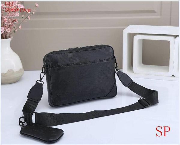 Bolsa tiracolo em relevo com 2 peças conjunto em bolsas de grife de luxo fashion cinza preto 2 cores bolsas carteiro bolsas masculinas 043#26x5x19cm