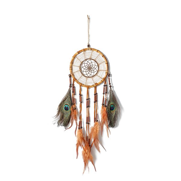 18 cm pavão sonho apanhador resina fio de cânhamo artesanato nacional vento varanda decoração 1223042