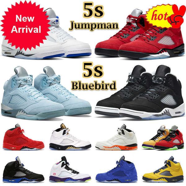 OG 2023 Top High Shoes High Shoes Basketball Men 5s Jumpman Bluebird Red Red 5 Stealth 2.0 O que o cimento branco Campa Metálica Blue Suede quebrada