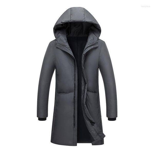 Uomo da uomo in sezione lunga uomo Russia inverno impermeabile fredda e calda giacca di anatra con cappuccio nero grigio vento per giardino parka cappotto