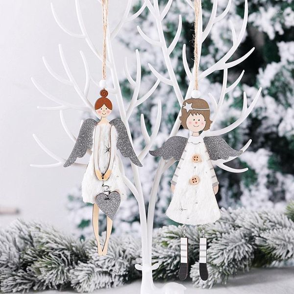 Wooden Angel Doll Christmas Decorations - Festive Baubles for Home, Car & Tree Ornaments
