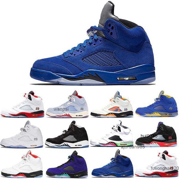 2023 scarpe da basket da uomo calde 5 5s Alternate Grape Blue suede Fire Red International Flight Laney Royal Metallic Silver Oreo Space Jam JORDON JORDAB