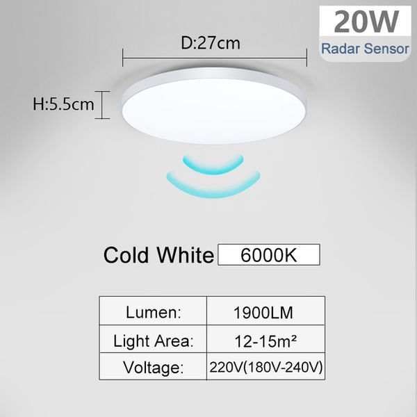 Sensore radar Plafoniere a LED Ritardo automatico luce di movimento Illuminazione domestica intelligente Lampada da soffitto Per corridoi Corridoio Corridoio Foyer Vetrate vintage