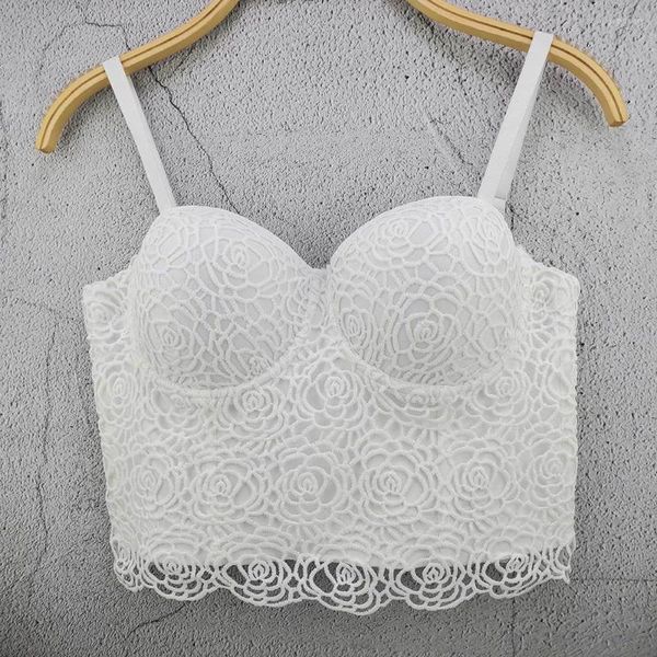 Kadın Tankları Cupnaya Kadın Dantel Mahsul Üst Spaghatti Kayışı Seksi Budier Rahat Kısa Cami Corset Bralette Katı Siyah Beyaz Kırmızı