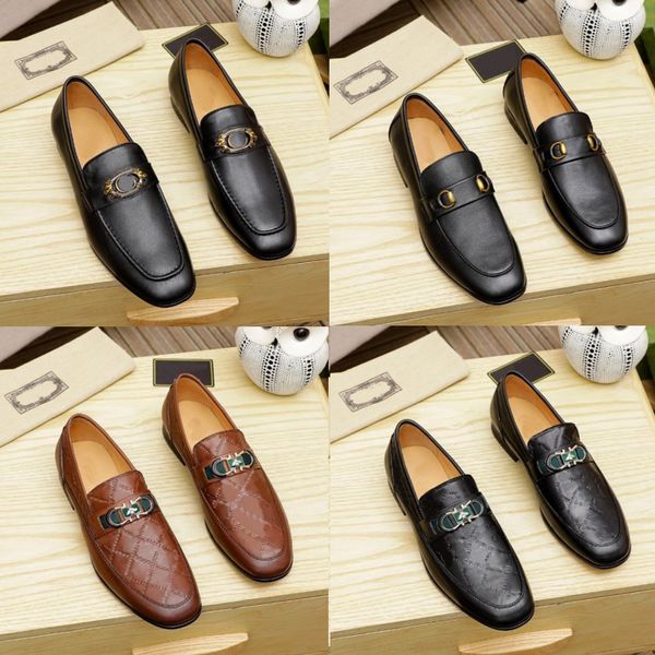 Tasarımcı Ayakkabı Erkekler Moda Loafer'lar Lüks Hakiki Deri Kahverengi siyah Erkek Gündelik Tasarımcı Elbise Ayakkabıları, kutu boyutu 38-46 ile Düğün Ayakkabısı Üzerinde Kayma