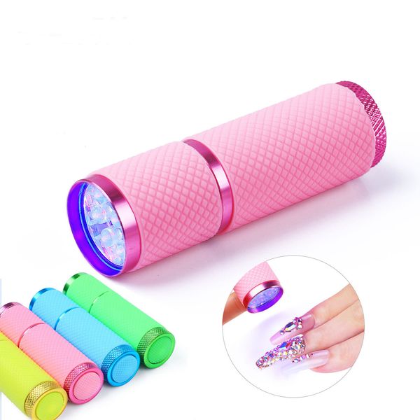 L￢mpada de led de tocha el￩trica Secador de unhas port￡til UV Detector de dinheiro lanterna Gel Manicure Ferramenta de manicure