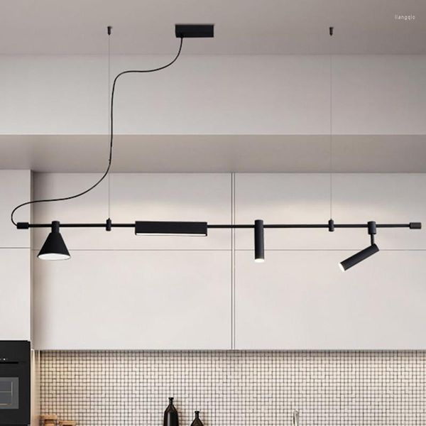 Lampadari Nordic Designer Led Lampadario Spot Light Nero Per Tavolo Da Pranzo Cucina Bar Lampada A Sospensione Decorazioni Per La Casa Illuminazione Apparecchio A Sospensione