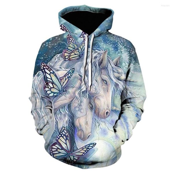 Herren-Kapuzenpullover, Tiermotiv, 3D-Druck, Pferdegrafik, lustige Sweatshirt-Jacke, seltsame Dinge, Pullover, lässig, cool, Trainingsanzüge, Kapuzenpullover