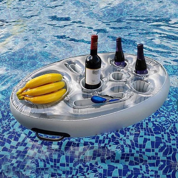 Platten PVC Aufblasbare Schwimmbad Abendessen Platte Wasser Porösen Getränkehalter Bier Obst Wein Handy Ablageschale