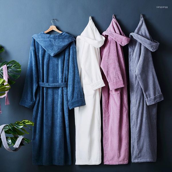 Marca de roupas de dormir masculina El Home Cotton Bathrobe for Men Women Winter Compoled Terry Toardes Restas macho sólido estendido Logo quente vestido de roupão