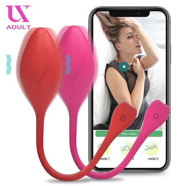 Itens de beleza Bluetooth App Rose Vibradores ovo para mulheres controle remoto sem fio Dildo feminino