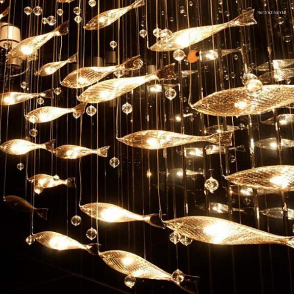 Подвесные лампы рыбная люстра приема на стойку стола ресторана барь